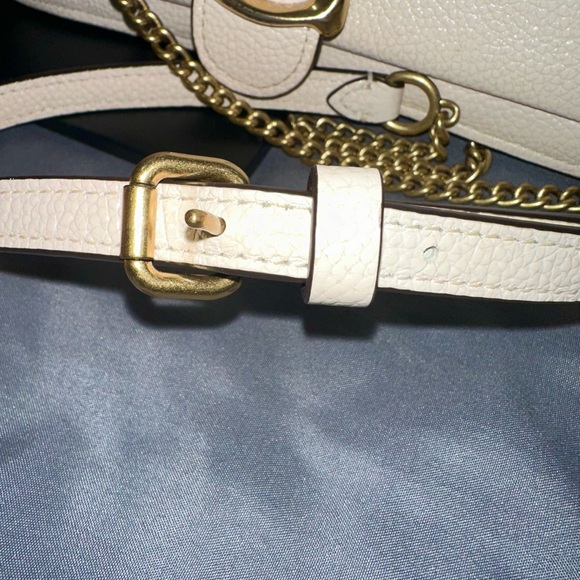 Tabby Small Leather Chain Clutch Crossbody Bag Chalk White with Brass Hardware - Picture 7 of 7